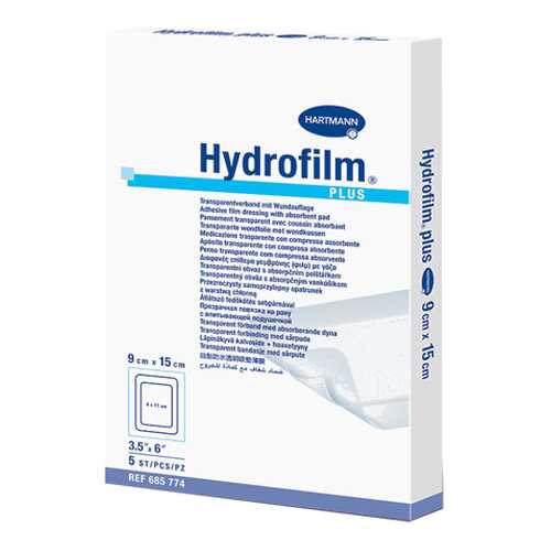Прозрачная повязка HARTMANN Hydrofilm plus с впитывающей подушечкой 9 см х 15 см 5 шт. в Горздрав