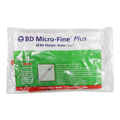 Шприц инсулиновый BD Micro-Fine Plus 1 мл 0,3 х 8 мм 10 шт. в Горздрав
