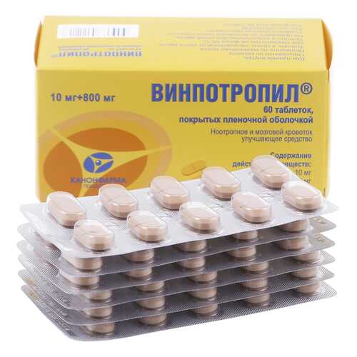 Винпотропил таблетки, покрытые пленочной оболочкой 10 мг+800 мг 60 шт. в Горздрав