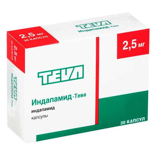 Индапамид-Тева капсулы 2,5 мг №30 в Горздрав