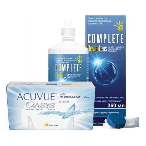 Контактные линзы Acuvue Oasys 12 линз R 8.4 -4.50 + Раствор Complete RevitaLens 360 мл в Горздрав