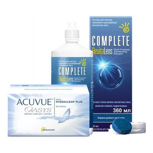 Контактные линзы Acuvue Oasys 24 линзы R 8.4 -0.50 + Раствор Complete RevitaLens 360 мл в Горздрав